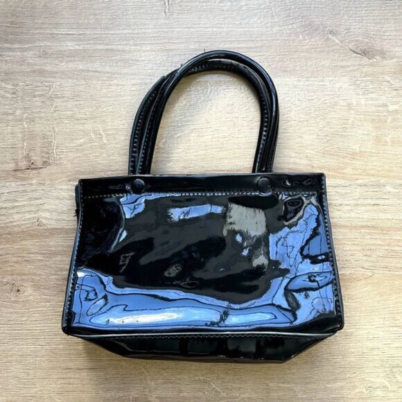Urban Outfitters Black Patent Mini Tote Bag - Picture 2 of 6